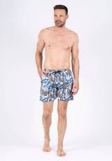 Cancun swimshorts med print I blå/hvid