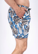 Cancun swimshorts med print I blå/hvid