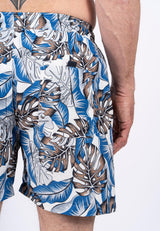 Cancun swimshorts med print I blå/hvid