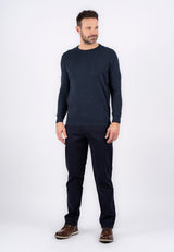 Malcom bomuldsstrik med o-hals i navy