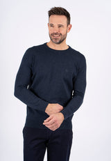 Malcom bomuldsstrik med o-hals i navy