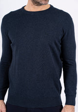 Malcom bomuldsstrik med o-hals i navy