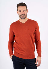 Malcom bomuldsstrik med V-hals i orange