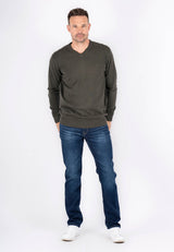 Malcom bomuldsstrik med V-hals i army