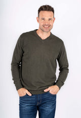 Malcom bomuldsstrik med V-hals i army