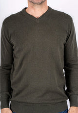 Malcom bomuldsstrik med V-hals i army