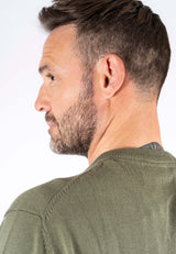 Malcom bomuldsstrik med V-hals i grøn