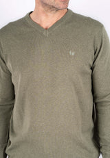 Malcom bomuldsstrik med V-hals i lys grøn