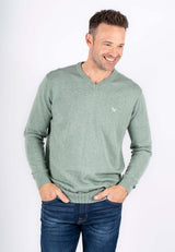 Malcom bomuldsstrik med V-hals i mint grøn