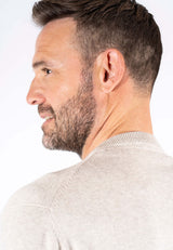 Malcom bomuldsstrik med V-hals i lys sand