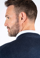 Malcom bomuldsstrik med V-hals i navy