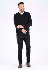 Malcom bomuldsstrik med V-hals i sort