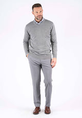 Malcom bomuldsstrik med V-hals i lys grå