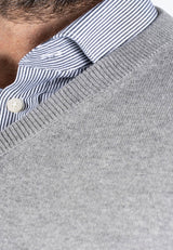 Malcom bomuldsstrik med V-hals i lys grå