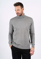 Malcom bomuldsstrik med rullekrave i lys grå