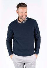 Ludvig stik O-hals med struktur i navy