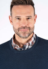 Ludvig stik O-hals med struktur i navy