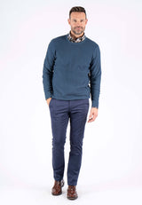 Ludvig stik O-hals med struktur i blå