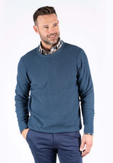 Ludvig stik O-hals med struktur i blå