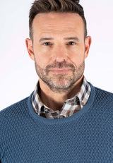 Ludvig stik O-hals med struktur i blå