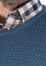 Ludvig stik O-hals med struktur i blå