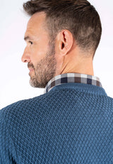 Ludvig stik O-hals med struktur i blå