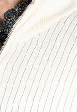 Tristan strik med struktur og zip i hvid