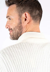 Tristan strik med struktur og zip i hvid