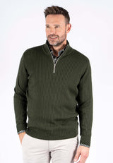 Tristan strik med struktur og zip i grøn