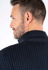 Tristan strik med struktur og zip i navy