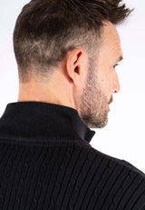 Tristan strik med struktur og zip i sort