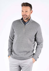 Tristan strik med struktur og zip i grå