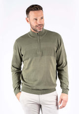 Nilson strik med struktur og zip i grøn