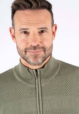 Nilson strik med struktur og zip i grøn