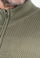 Nilson strik med struktur og zip i grøn