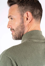 Nilson strik med struktur og zip i grøn