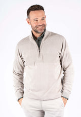 Nilson strik med struktur og zip i lys sand