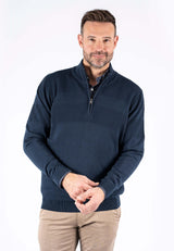 Nilson strik med struktur og zip i navy