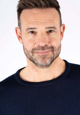 Gordon merino strik med O-hals i navy