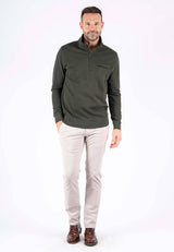 Leander sweat med halfzip I grøn