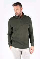 Leander sweat med halfzip I grøn