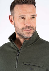 Leander sweat med halfzip I grøn