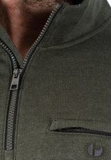 Leander sweat med halfzip I grøn