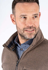 Leander sweat med halfzip I brun