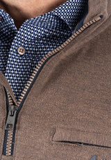 Leander sweat med halfzip I brun