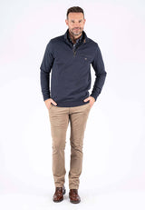 Leander sweat med halfzip I navy