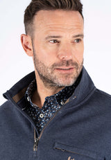 Leander sweat med halfzip I navy