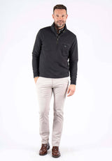 Leander sweat med halfzip I sort