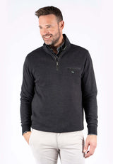 Leander sweat med halfzip I sort