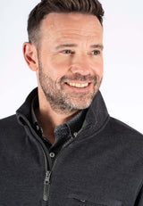 Leander sweat med halfzip I sort